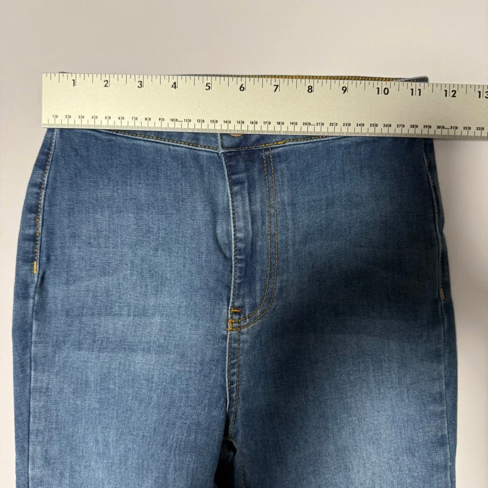 Free People Just Float On Flare Jeans Blue High Rise Bell Bottom Raw‎ Hem 24R